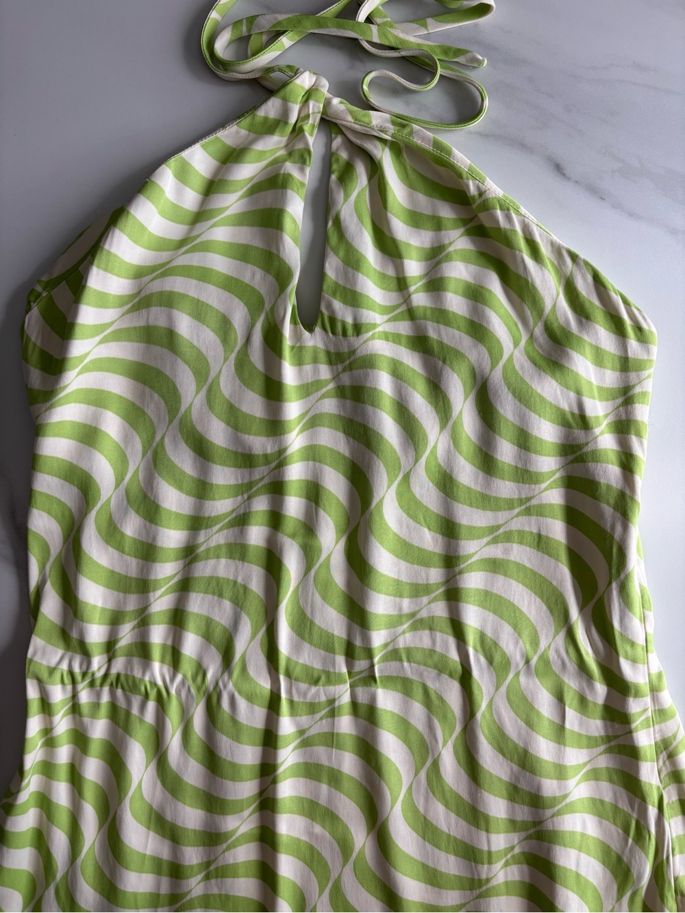 Zara Halter Mini Dress in Lime Wave Sz M - Picture 4 of 11